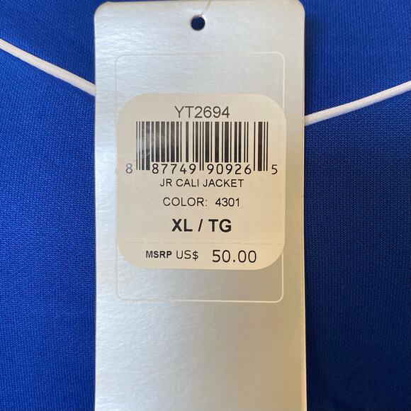 NEW ASICS Junior's Cali Track Sports Jacket Blue Size XL Full Zip Soccer - Picture 3 of 5